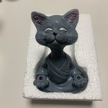 2023 기발한 회색 부처님 고양이 입상 명상 요가 장식 홈 정원 장식 액세서리 새해 선물, 12.5cm