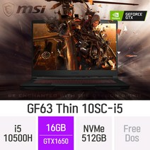 MSI 게이밍 노트북 GF시리즈 GF63 Thin 10SC-i5 [CPU i5-10th ->i5-11th 무상 업그레이드], 16GB, 512GB, 윈도우 미포함, 512GB, Free DOS, 코어i5″ class=”wr-img”></a></div>
</div>
</div>
</div>
<div class=