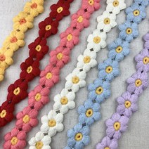 10개 / 6컬러 플라워 니팅 꽃장식 크로쉐 부자재 니팅 DIY, 블루