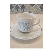 Vintage 코렐 Corelle Corning Blue heather Flowers 커피 Coffee Mug with Saucer -set of 1