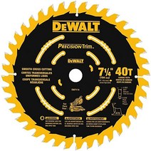 디월트 DW7116PT 60T 정밀 트림 마이터 톱날 18.4cm714인치, 톱니 40개