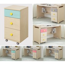 에보니아 레이 이동식 3단 서랍장 [학생/사무용/책상서랍장], 핑크