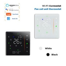 24VAC 스마트 홈 HVAC 온도 조절기 2P/4P 팬 코일 난방 및 냉각 용 Tuya 라이프 앱, 01 006ALW-White, 02 95-240V