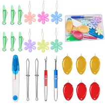 1 set 플라스틱 스레더 컬러 스티치 스레딩 재봉틀 자수 크래프팅 포인트 스레딩 장치, 노랑 빨강 파랑