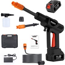 POXITY 고압 세척기 무선 충전식 대용량 4.0Ah 배터리 마키타 호환 최대 압력 5.0Mpa 휴대용 세차 건 강력 분사 자흡식 핸디 워셔 소형 가정용 수압 클리너 정원 야외, [01] 1개 전지 블랙