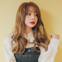 여성 통가발 빌드펌 긴머리 여자가발, M, 카키브라운