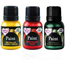 레인보우더스트 푸드컬러 식용색소 메탈릭컬러 골드 레드 그린 3종 Rainbow Dust Food Colouring Metallic Paint Collection 25ml 3팩, 3개