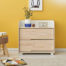 [1만원 즉시할인][바스포르] 편백나무원목 2단 800 전도방지 서랍장, 내츄럴그레이