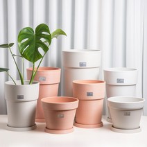 세경팜 카멜레온 플라스틱 원형 화분 받침 세트, 토분색