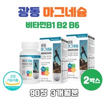 식약처 인증 마그네슘 하루권장량 100% 함유 비타민B1 B2 B6 mg 마구네슘 마그네숨 식약청 인정 건강기능식품, 90정 2개