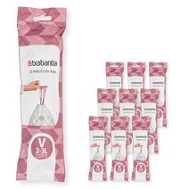 미국발송 브라반티아 Brabantia PerfectFit 쓰레기 봉투 (사이즈 C/2.6-3.2갤런) 두꺼운 플라스틱 쓰레기통 라이너 드로스트링 핸들 포함 (200개), White - Code X_40 Count (Pack