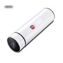 자동차 차량용 커피포트 차량 충전식 지능형 보온병 컵 터치 디스플레이 온도 스테인레스 스틸 피아트 500 팬더 Stilo Punto Doblo 그란데 Ducato 미니 버스, WHITE