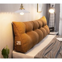 쿠션 삼각 큰 등받이 2인용 허리 보호 침대 머리판 소프트백 다다미 쿠션 침대 소파 쿠션, 브라운, 길이 60 * 두께 25 * 높이 50cm