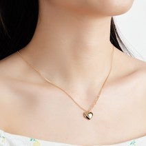 14k 탱글탱글 하트 키스유 트렌드 목걸이
