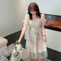 수입 여성 봄 가을 레이스 반팔 임산부 빅사이즈 원피스 통통 휴양지 여름 간절기 77 88 바캉스