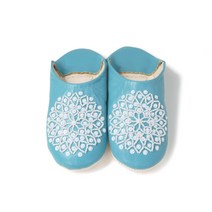 무취 가죽 바부슈(화이트 스팽글) 모로코 실내 슬리퍼 룸 슈즈 cocomorocco (블루 measurement24point0centimeters)