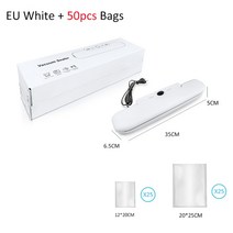 랩핑기 핸드 업소 랩포장기 식품 진공 씰러 포장 기계 50pcs Z-21 자동 가정용 씰링 220V, [04] White 50pcs Bags, [01] EU 플매트 카펫 러그, [01] 220V
