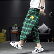 체크 9부 팬츠 빅 사이즈 와이드 빈티지 남성 뉴타임즈 C10 I476W503