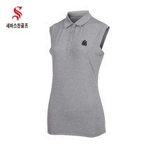 세바스찬골프 여성 큐빅 장식 카라넥 민소매 티셔츠 9244
