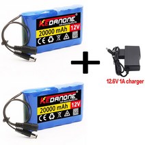 휴대용 슈퍼 12V 20000mah 배터리 충전식 리튬 이온 팩 용량 DC 12.6v 20Ah CCTV 캠 모니터 충전기, 02 battery X2 chargerX1