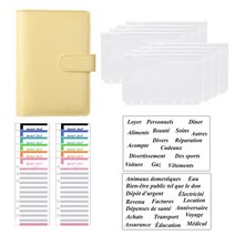 PVC 예산 바인더 현금 봉투 A6 노트북 플래너 2 개 프랑스어 알파벳 스티커 8 지퍼 포켓 드롭, [06] 6