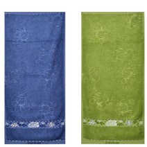 가정용 도톰한 꽃자수 30수 세안수건 2p 수영장 숙박업소 미용실 펜션, 1개, 85cmX40cm 블루