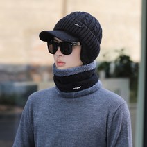 일월전빵 귀도리 캡 비니 넥워머 세트 귀마개 남성 겨울모자 겨울비니 B-H008