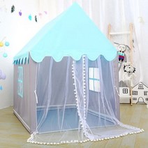 큰 어린이 장난감 텐트 1.35m wigwam 접는 어린이 텐트 tipi baby play house girls pink princess 성 어린이 방 장식, 파란 텐트