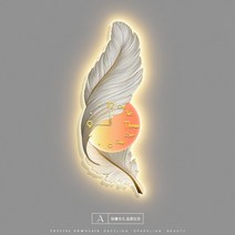 고급벽시계 LED 벽 램프 깃털 크리에이티브 침실 침대 옆 복도 거실 그림, 3.A - 54x150cm