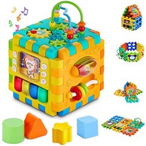 INvench Activity Cube Baby Toys - 6 in 1 Shape Sorter 1 세 소년 소녀를위한 조기 개발 교육 장난감 선, 한개옵션0