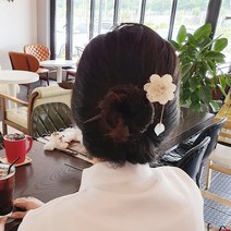 달꼼세 꽃 한송이 비녀 뒤꽂이 막대비녀