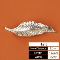 빈티지서랍장 잎 핸들 빈티지 가구 주방 옷장 캐비닛 손잡이 서랍 문 손잡이 북유럽 스타일 솔리드 럭셔리 핸들 335, 골동품 실버 왼쪽