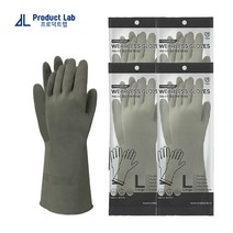 프로덕트랩 웨어리스 식품용 고무장갑 5켤레 중형 대형 미끄러움방지 라텍스 주방 설거지 장갑, L, 파스텔 그레이 (32cm) 5켤레