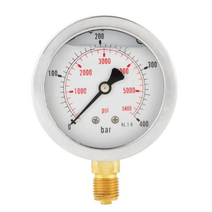 0-400bar 0-6000psi 1/4PF 63mm 다이얼 유압 압력계 압력 게이지 미터 도구, 프렌지 타입 (피팅방향 뒤쪽)