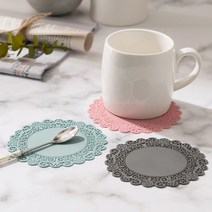 레이스 실리콘 컵 받침 티 코스터 수저 화분 받침대, 인디핑크