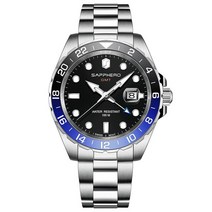 40대 남자 시계 손목시계 예물시계 SAPPHERO 남성용 GMT 시계 100 방수 스위스 쿼츠 무브먼트 316L 스테