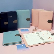 오너클랜 꼼꼬미 캔디 6공 다이어리 가죽 다꾸 시스템 DIARY_WAE86A5, 네이비블루
