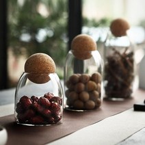 코르크 유리용기 내열유리용기 저방병 시리얼 곡물 티백 보관, 500ml