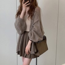 루오코 복고풍 대학 스타일 니트 양복 여신 드레스