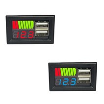 차압계 USB 5V 2.4A 자동차 전압계 패널 12V-24V 3S-7S 리튬 배터리 용량 표시기 전원 테스터 이온 납산, 01 빨간