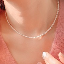 [자체제작/당일배송] 고퀄 천연담수진주 은목걸이 half pearl necklace