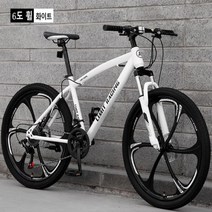 MTB산악 자전거 24/26인치 24단변속 변속 기계식 디스크 브레이크신상 6칼 합금 일체형 휠, 24인치, 화이트