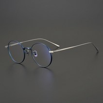 일본 스타일 수제 만든 레트로 라운드 안경 프레임 남성 티타늄 Grau
