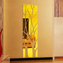 인테리어 스티커 벽지 감성 스티커 포인트 화장실 벽 장식 3d 거울 벽 나무 아크릴 데칼 diy art mirror surface wall sticker for tv 침실 장식, 금, s 20x80cm