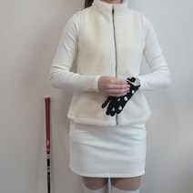 여성 골프 뽀글이 양털 패딩 조끼 허리 스트링 조절 여자 골프웨어 아우터 가을 겨울