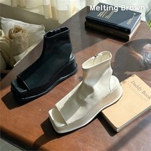 로즈블로썸 멜팅브라운 여성 슬림핏 토오픈 통굽 앵클 부츠 6cm (7402289)