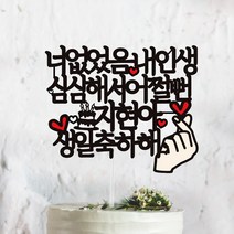 써봄토퍼 너없었음내인생심심해서어쩔뻔 생일 케이크토퍼(촬영소품), 너없음내인생심심해서어쩔뻔