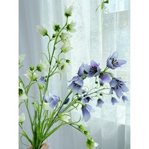 캄파눌라 조화 은방울꽃 초롱꽃 벨 플라워 생화같은 조화 소품 실크플라워, 화이트그린