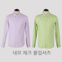 네모 체크 롤업셔츠