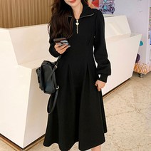 여성 꾸안꾸 하객원피스 겨울 카라 플레어 원피스